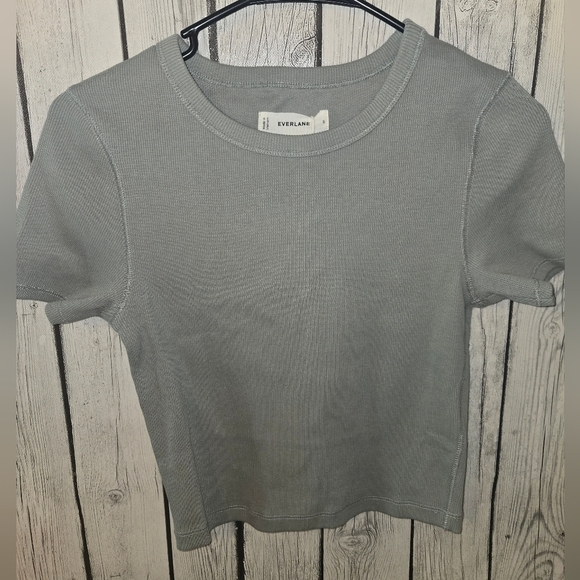 Everlane Tops - Everlane Ribbed Baby Tee Crop Top Gray Size Small NWT
